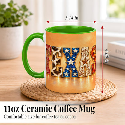 #pl[11oz|Green] Texas Gemstone Coffee Mug, Western Star Mug, Ceramic Cup