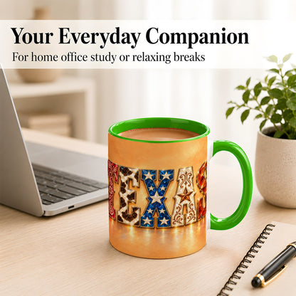 #pl[11oz|Green] Texas Gemstone Coffee Mug, Western Star Mug, Ceramic Cup
