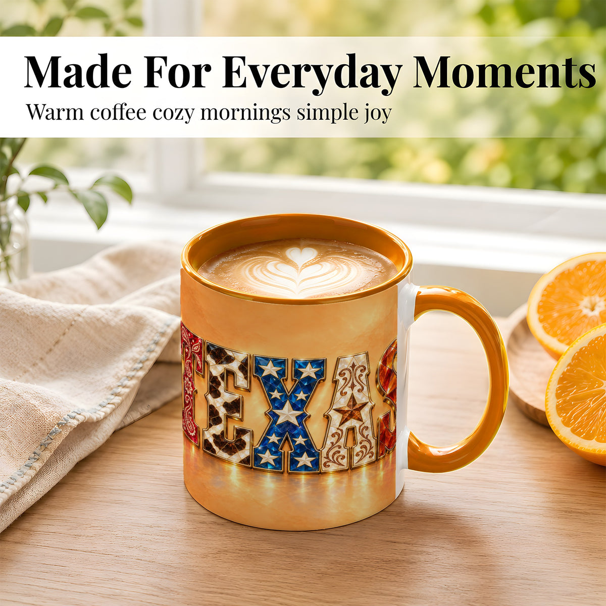 #pl[11oz|Orange] Texas Gemstone Coffee Mug, Western Star Mug, Ceramic Cup