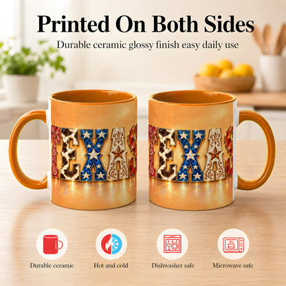 #pl[11oz|Orange] Texas Gemstone Coffee Mug, Western Star Mug, Ceramic Cup