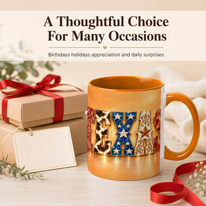 #pl[11oz|Orange] Texas Gemstone Coffee Mug, Western Star Mug, Ceramic Cup