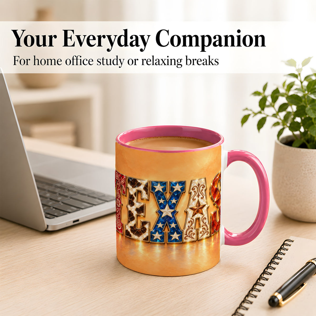 #pl[11oz|Pink] Texas Gemstone Coffee Mug, Western Star Mug, Ceramic Cup