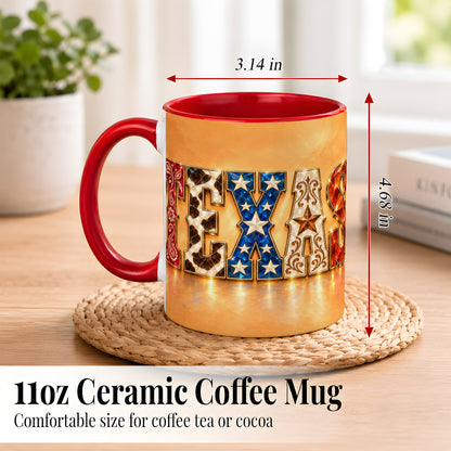#pl[11oz|Red] Texas Gemstone Coffee Mug, Western Star Mug, Ceramic Cup