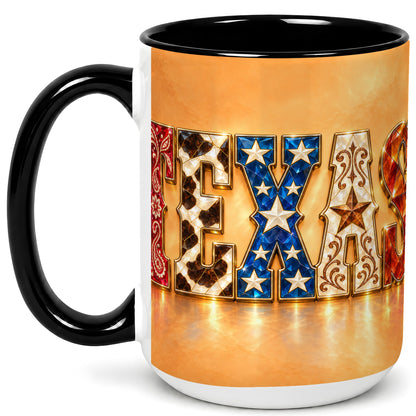 #pl[15oz|Black] Texas Gemstone Coffee Mug, Western Star Mug, Ceramic Cup