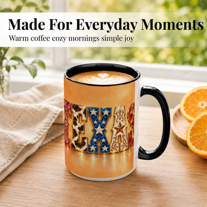 #pl[15oz|Black] Texas Gemstone Coffee Mug, Western Star Mug, Ceramic Cup