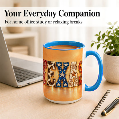 #pl[15oz|Blue] Texas Gemstone Coffee Mug, Western Star Mug, Ceramic Cup