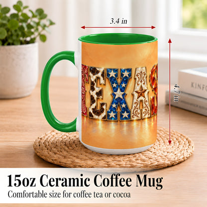 #pl[15oz|Green] Texas Gemstone Coffee Mug, Western Star Mug, Ceramic Cup