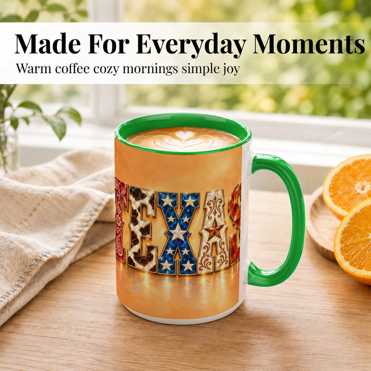 #pl[15oz|Green] Texas Gemstone Coffee Mug, Western Star Mug, Ceramic Cup