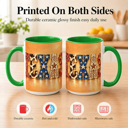 #pl[15oz|Green] Texas Gemstone Coffee Mug, Western Star Mug, Ceramic Cup