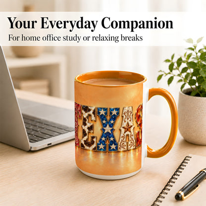 #pl[15oz|Orange] Texas Gemstone Coffee Mug, Western Star Mug, Ceramic Cup