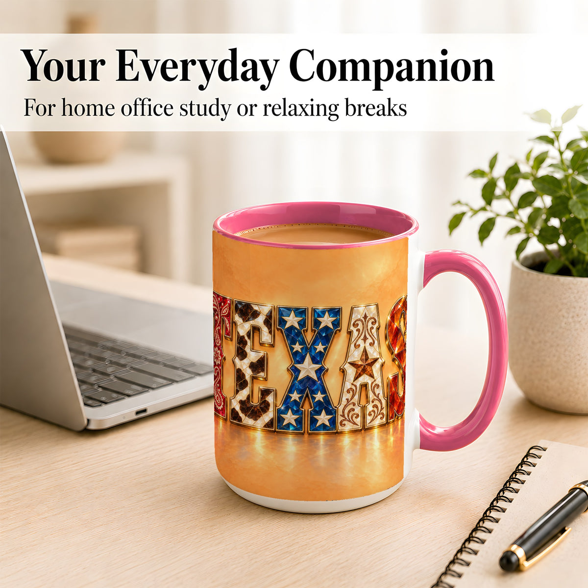 #pl[15oz|Pink] Texas Gemstone Coffee Mug, Western Star Mug, Ceramic Cup