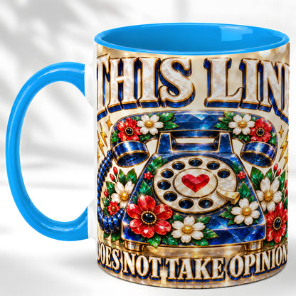 #pl[11oz|Blue] Vintage Rotary Phone Coffee Mug, Floral Telephone Mug, Ceramic Cup