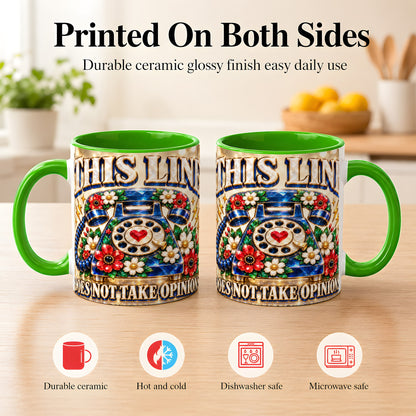 #pl[11oz|Green] Vintage Rotary Phone Coffee Mug, Floral Telephone Mug, Ceramic Cup