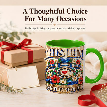 #pl[11oz|Green] Vintage Rotary Phone Coffee Mug, Floral Telephone Mug, Ceramic Cup