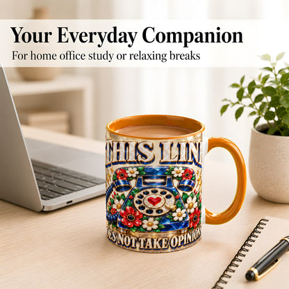 #pl[11oz|Orange] Vintage Rotary Phone Coffee Mug, Floral Telephone Mug, Ceramic Cup