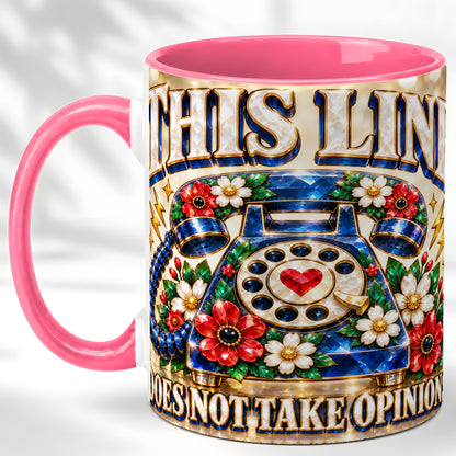 #pl[11oz|Pink] Vintage Rotary Phone Coffee Mug, Floral Telephone Mug, Ceramic Cup