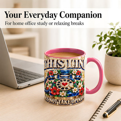 #pl[11oz|Pink] Vintage Rotary Phone Coffee Mug, Floral Telephone Mug, Ceramic Cup