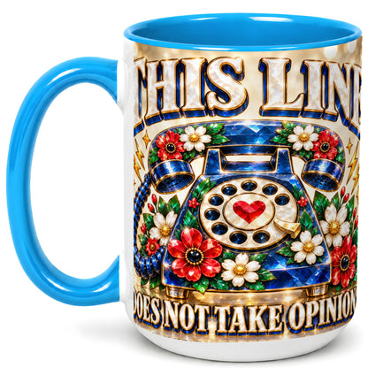 #pl[15oz|Blue] Vintage Rotary Phone Coffee Mug, Floral Telephone Mug, Ceramic Cup