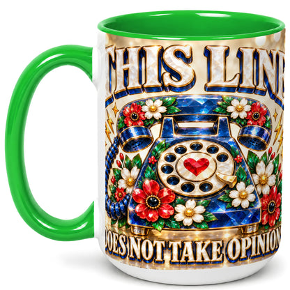 #pl[15oz|Green] Vintage Rotary Phone Coffee Mug, Floral Telephone Mug, Ceramic Cup