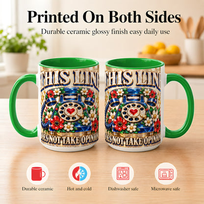 #pl[15oz|Green] Vintage Rotary Phone Coffee Mug, Floral Telephone Mug, Ceramic Cup