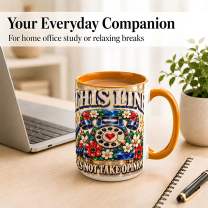 #pl[15oz|Orange] Vintage Rotary Phone Coffee Mug, Floral Telephone Mug, Ceramic Cup