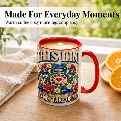 #pl[15oz|Red] Vintage Rotary Phone Coffee Mug, Floral Telephone Mug, Ceramic Cup