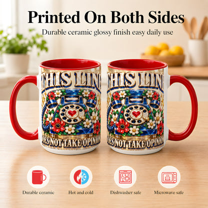 #pl[15oz|Red] Vintage Rotary Phone Coffee Mug, Floral Telephone Mug, Ceramic Cup