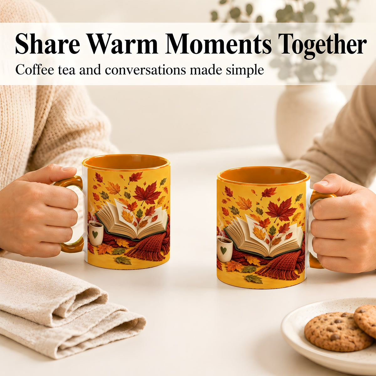 #pl[11oz|Orange] Autumn Reading Coffee Mug, Cozy Book Lover Mug, Ceramic Cup