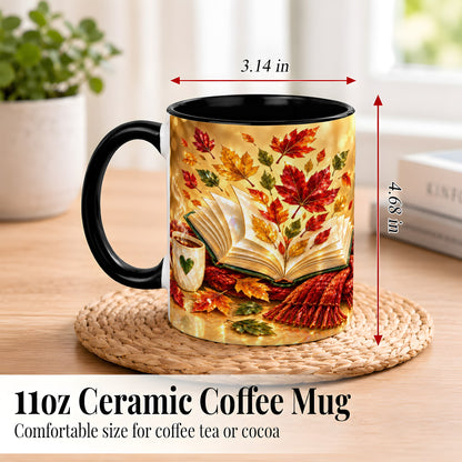 #pl[11oz|Black] Jeweled Autumn Coffee Mug, Cozy Reading Mug, Ceramic Cup
