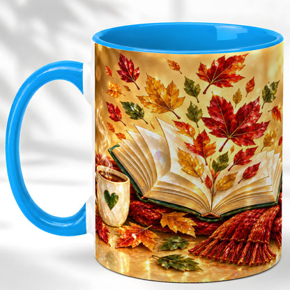 #pl[11oz|Blue] Jeweled Autumn Coffee Mug, Cozy Reading Mug, Ceramic Cup