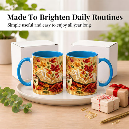 #pl[11oz|Blue] Jeweled Autumn Coffee Mug, Cozy Reading Mug, Ceramic Cup