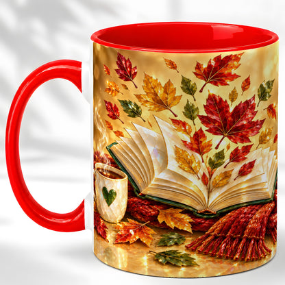 Jeweled Autumn Coffee Mug, Cozy Reading Mug, Ceramic Cup
