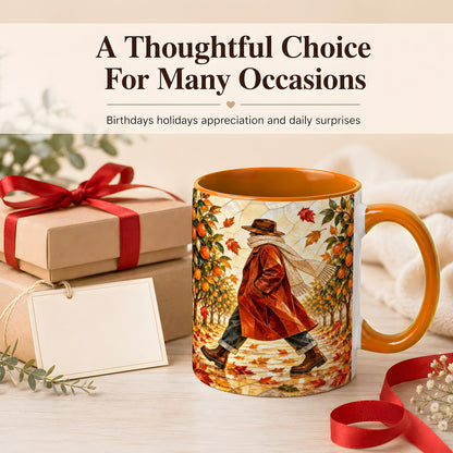 #pl[11oz|Orange] Stained Glass Orchard Coffee Mug, Citrus Walk Mug, Ceramic Cup