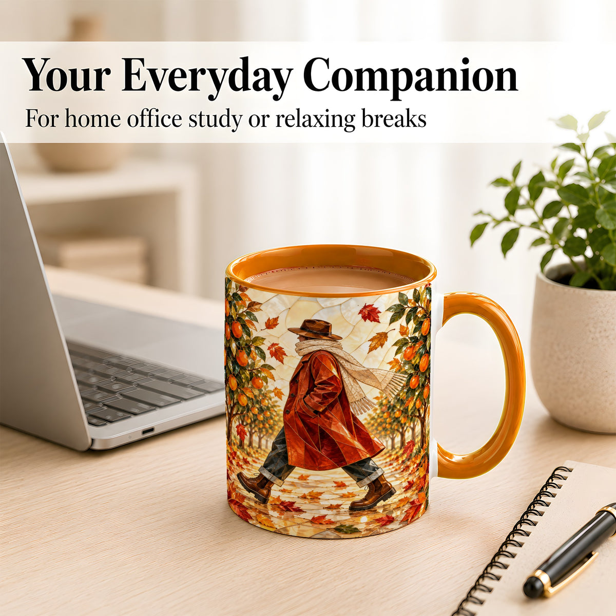 #pl[11oz|Orange] Stained Glass Orchard Coffee Mug, Citrus Walk Mug, Ceramic Cup