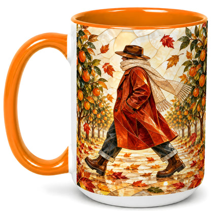 #pl[15oz|Orange] Stained Glass Orchard Coffee Mug, Citrus Walk Mug, Ceramic Cup