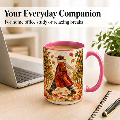#pl[15oz|Pink] Stained Glass Orchard Coffee Mug, Citrus Walk Mug, Ceramic Cup