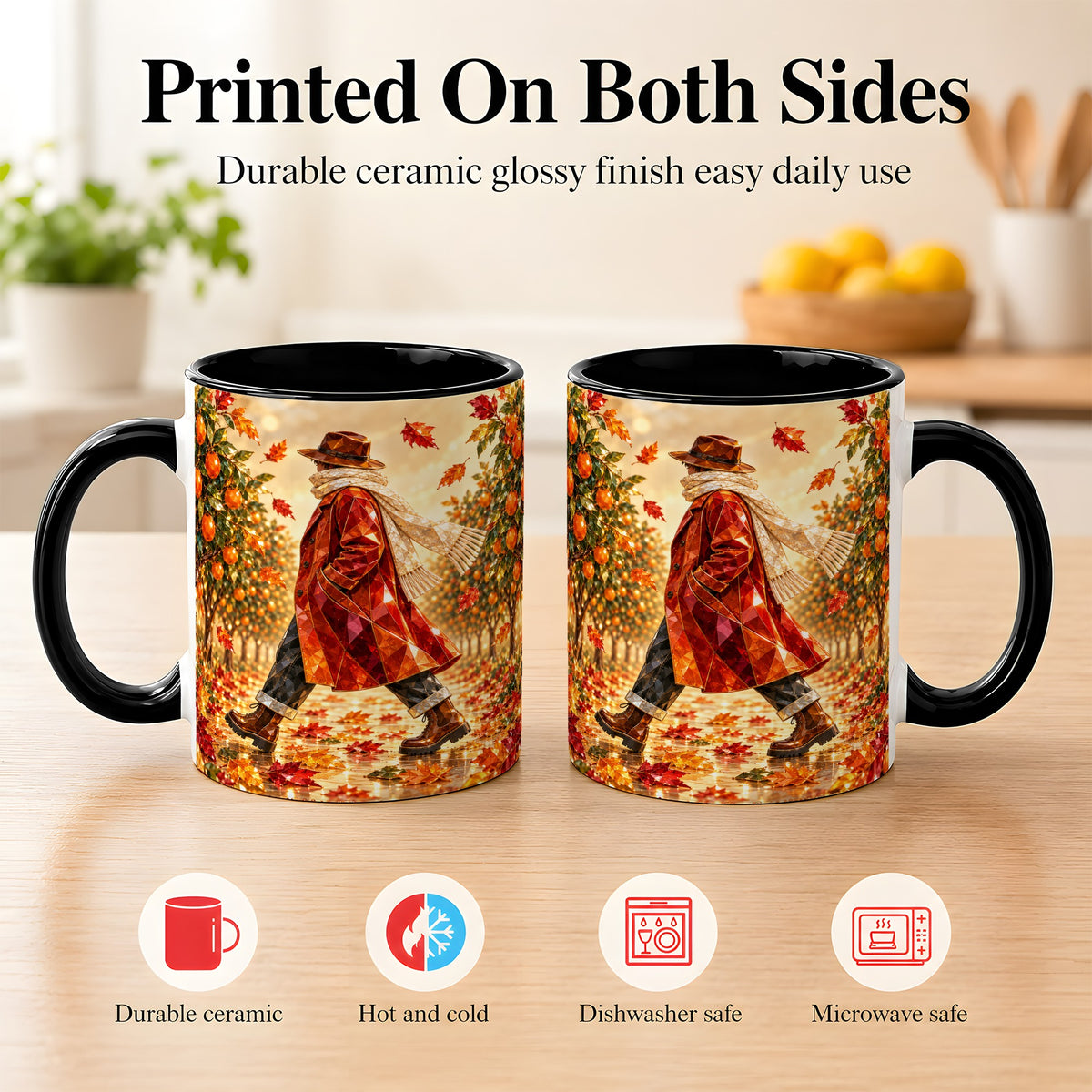 #pl[11oz|Black] Gemstone Orchard Coffee Mug, Autumn Citrus Mug, Ceramic Cup
