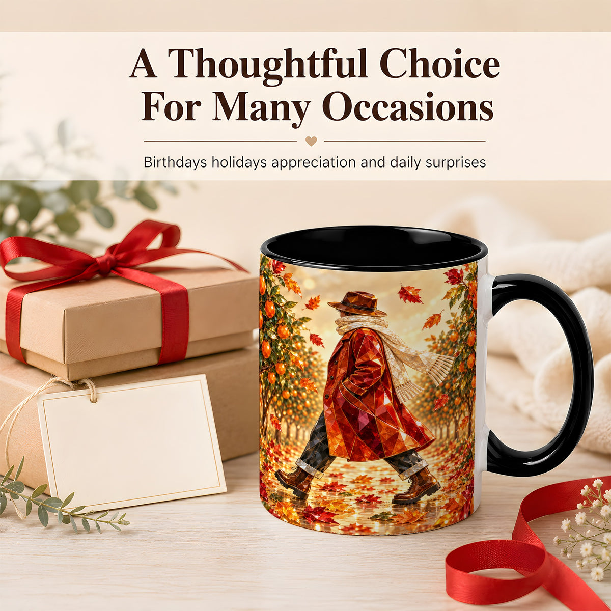 #pl[11oz|Black] Gemstone Orchard Coffee Mug, Autumn Citrus Mug, Ceramic Cup