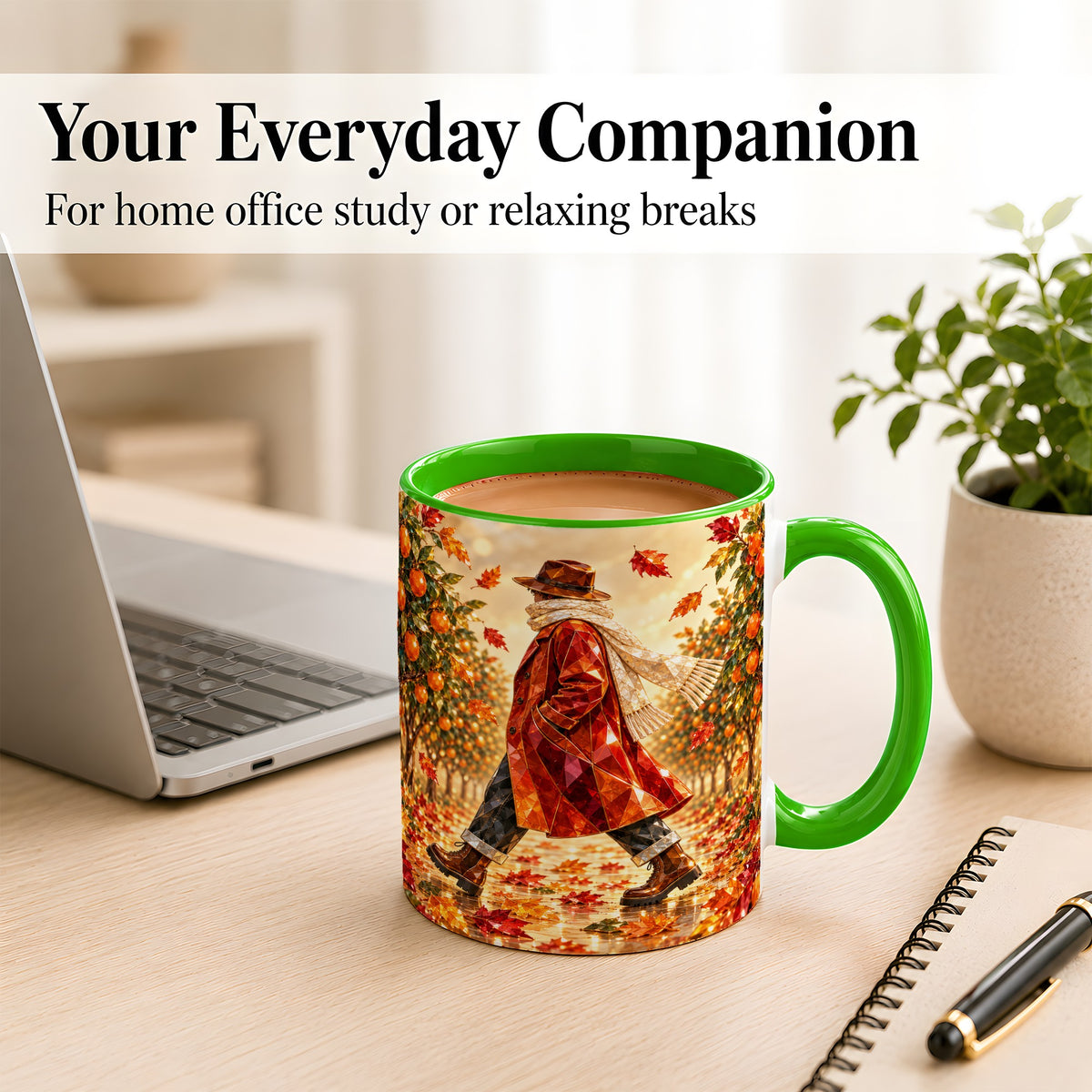 #pl[11oz|Green] Gemstone Orchard Coffee Mug, Autumn Citrus Mug, Ceramic Cup