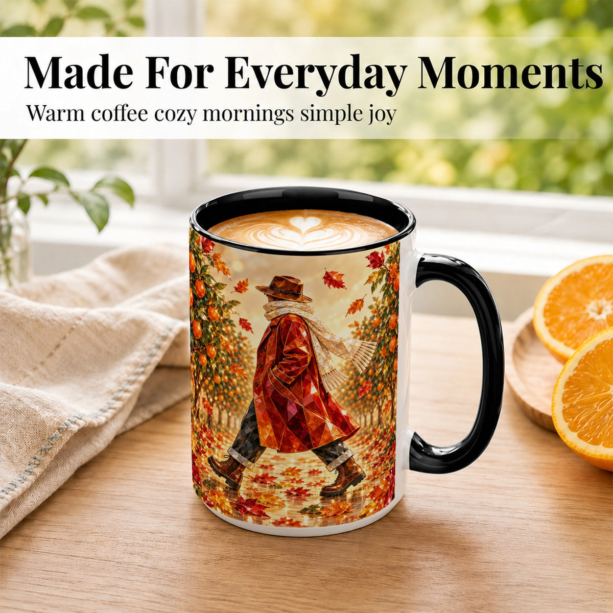 #pl[15oz|Black] Gemstone Orchard Coffee Mug, Autumn Citrus Mug, Ceramic Cup