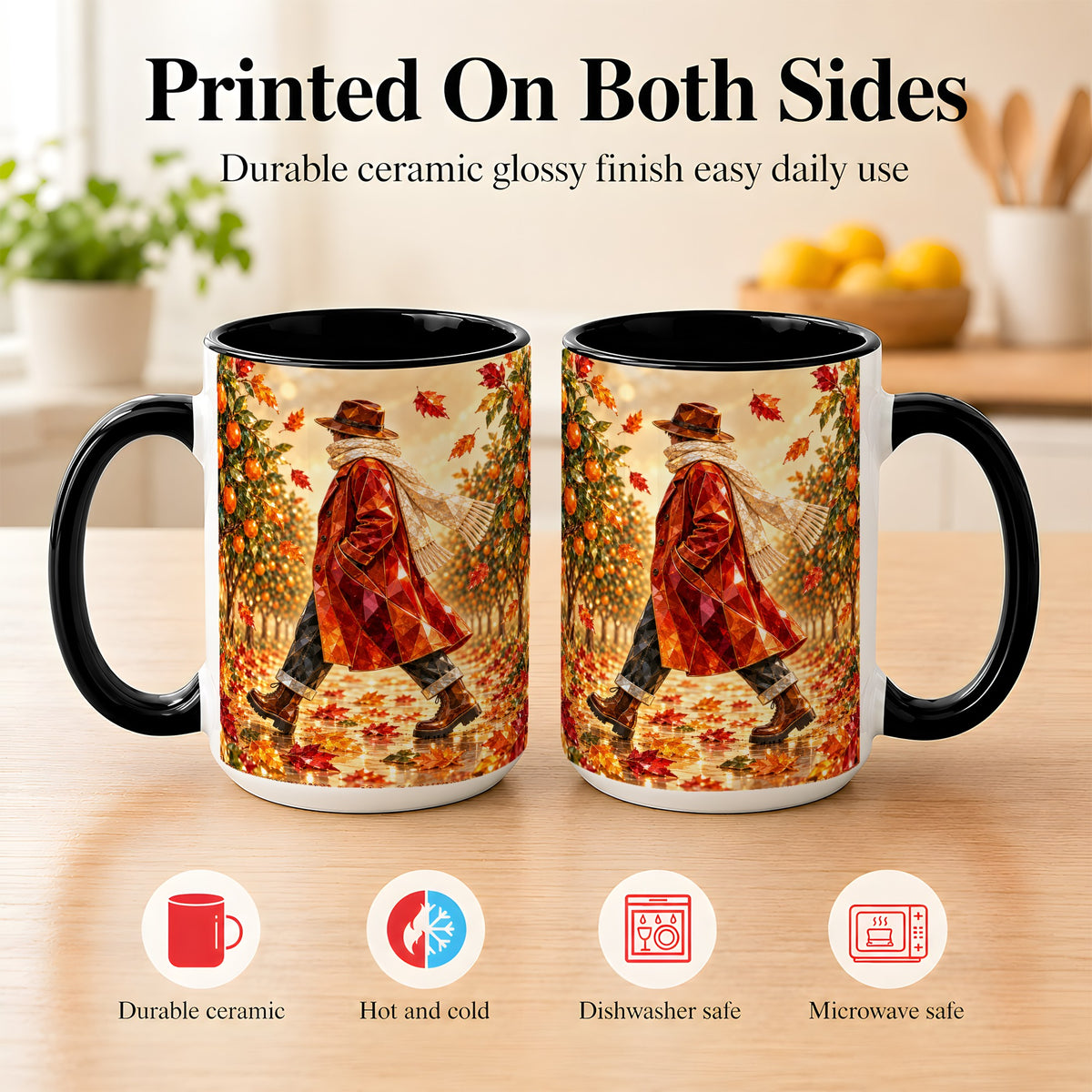 #pl[15oz|Black] Gemstone Orchard Coffee Mug, Autumn Citrus Mug, Ceramic Cup