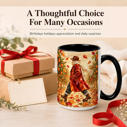 #pl[15oz|Black] Gemstone Orchard Coffee Mug, Autumn Citrus Mug, Ceramic Cup