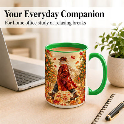 #pl[15oz|Green] Gemstone Orchard Coffee Mug, Autumn Citrus Mug, Ceramic Cup