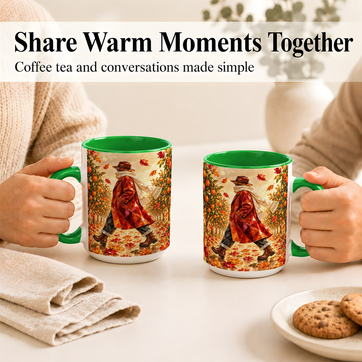 #pl[15oz|Green] Gemstone Orchard Coffee Mug, Autumn Citrus Mug, Ceramic Cup
