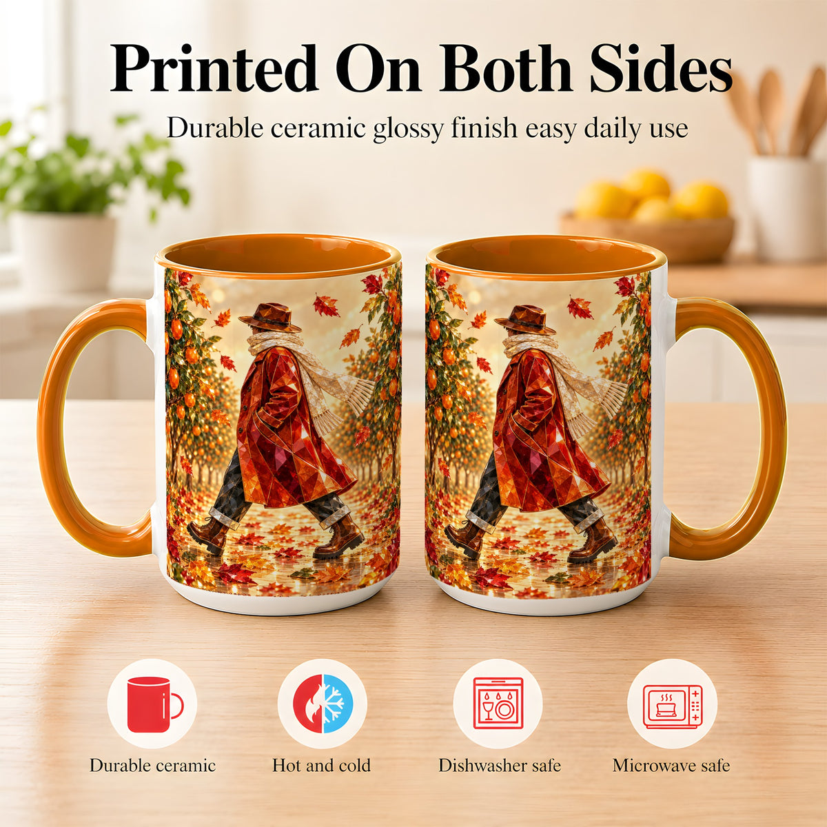 #pl[15oz|Orange] Gemstone Orchard Coffee Mug, Autumn Citrus Mug, Ceramic Cup