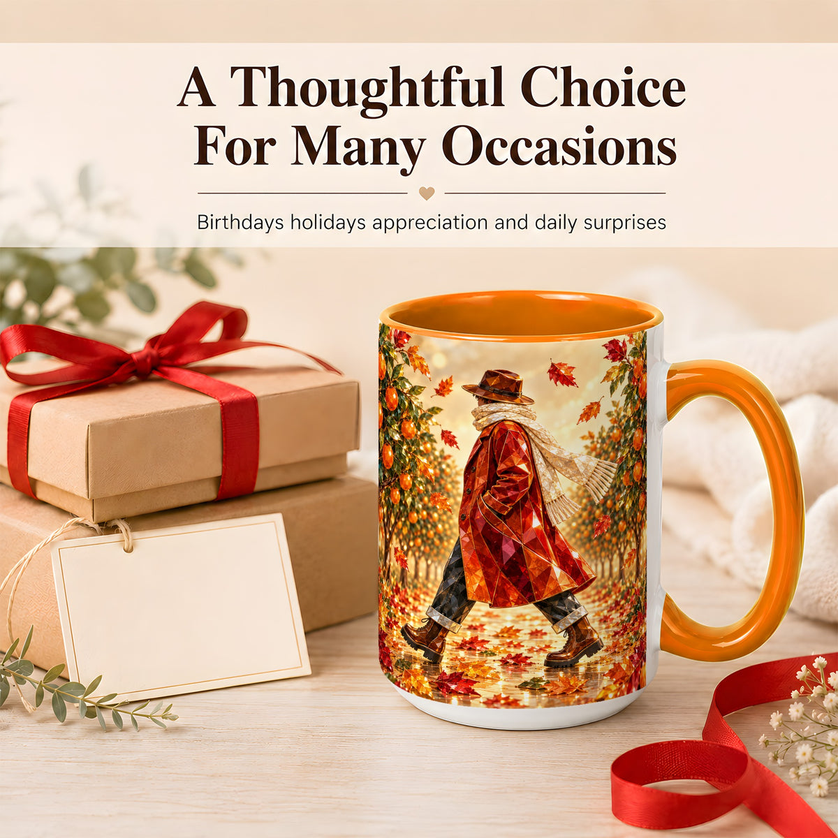 #pl[15oz|Orange] Gemstone Orchard Coffee Mug, Autumn Citrus Mug, Ceramic Cup