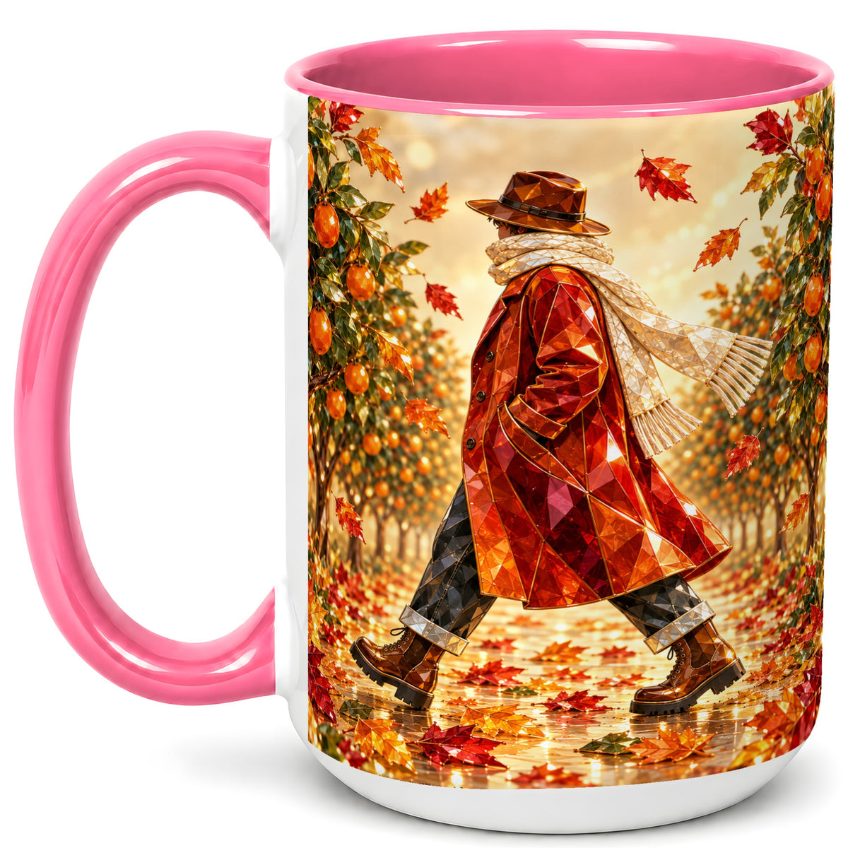 #pl[15oz|Pink] Gemstone Orchard Coffee Mug, Autumn Citrus Mug, Ceramic Cup