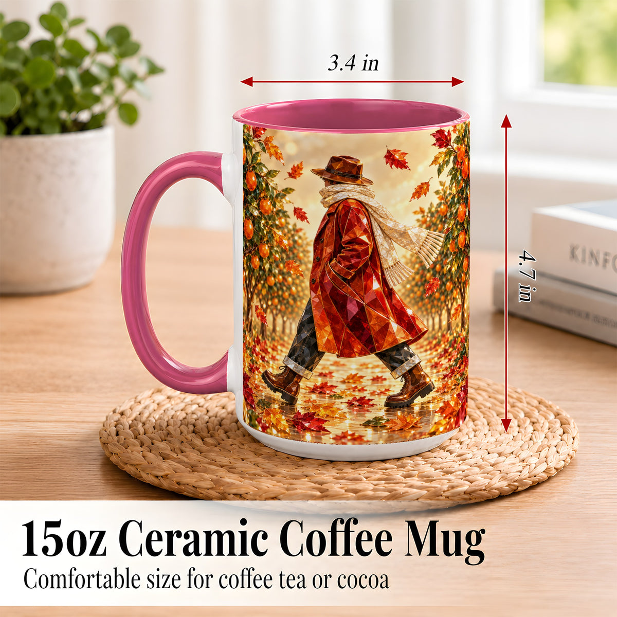 #pl[15oz|Pink] Gemstone Orchard Coffee Mug, Autumn Citrus Mug, Ceramic Cup