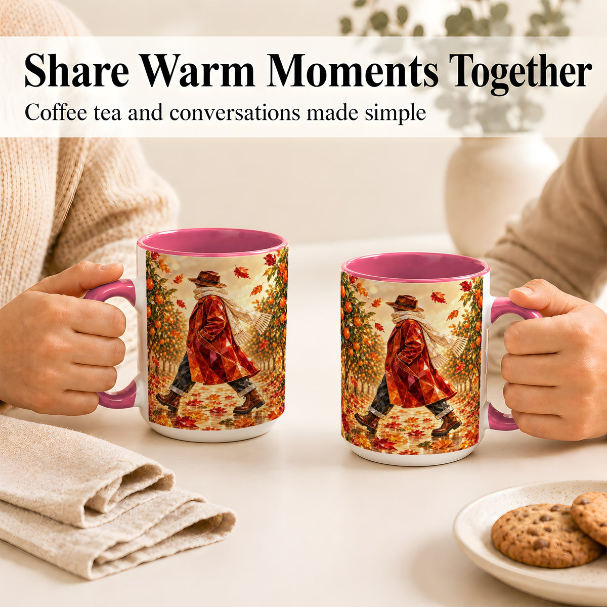 #pl[15oz|Pink] Gemstone Orchard Coffee Mug, Autumn Citrus Mug, Ceramic Cup