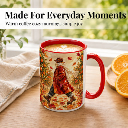 #pl[15oz|Red] Gemstone Orchard Coffee Mug, Autumn Citrus Mug, Ceramic Cup